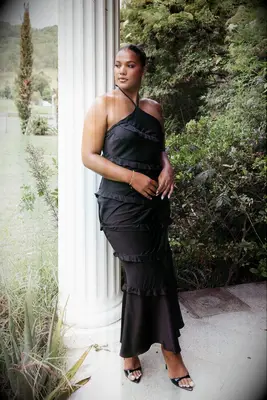 Petal & Pup black maxi vineyard wedding guest dress