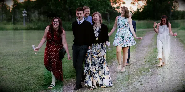 Guests at vineyard wedding