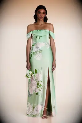 Birdy Grey green floral off-shoulder convertible vineyard wedding guest dress