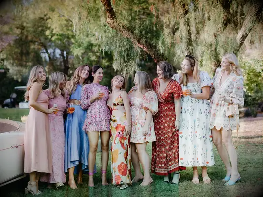 Guests at a vineyard wedding