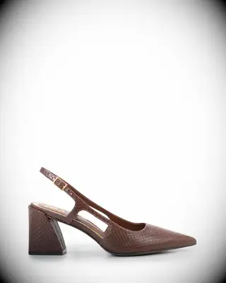 Brown leather low block heels