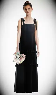 floor length tiered dress with tie straps
