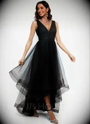 midi tulle dress with v neck