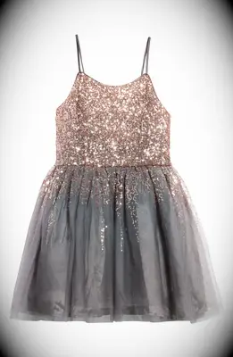 mini dress with sparkly bodice and tulle skirt