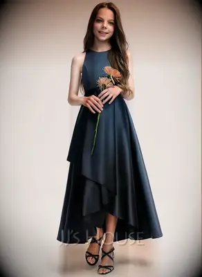 a line satin midi dress with ruffle hem