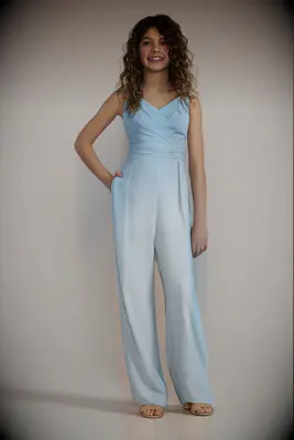 wrap pantsuit with spaghetti straps