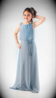 chiffon a-line dress with tie at waist