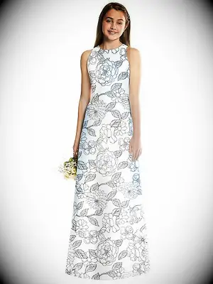 black and white floral print floor length dress