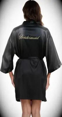Black embroidered silk bridesmaid robe from Amazon