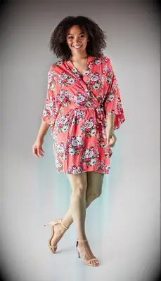 Coral floral bridesmaid robe from Kennedy Blue