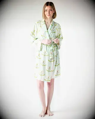 Mint green printed personalized bridesmaid robe from Katie Kime