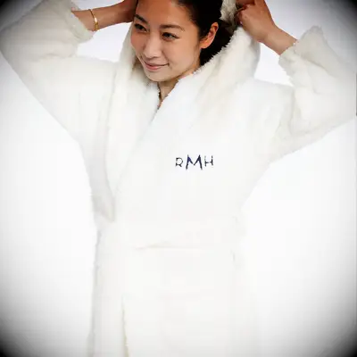 Sherpa monogrammed bridesmaid robe from Mark & Graham