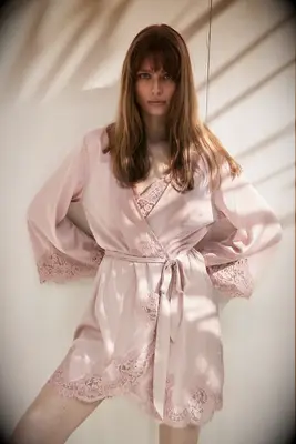 Dusty rose lace personalized bridesmaid robe