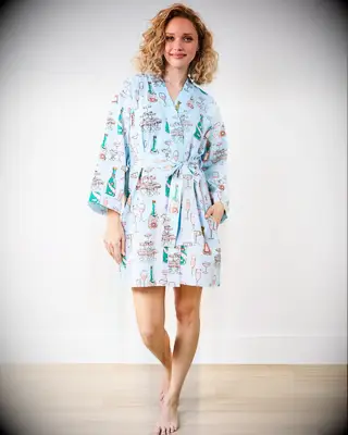 Light blue champagne spritz plus size bridesmaid robe from Printfresh