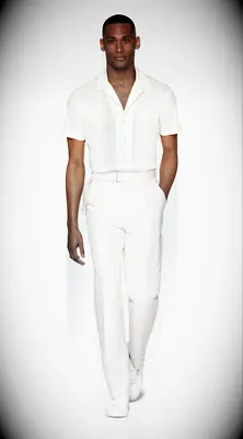 SuitSupply white knitted cotton shirt. 