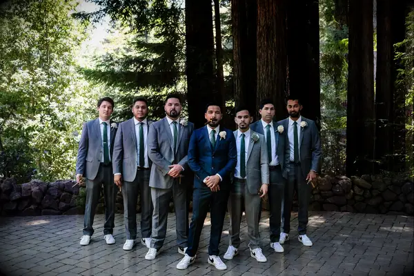 suits with sneakers for your semi-casual menswear wedding attire