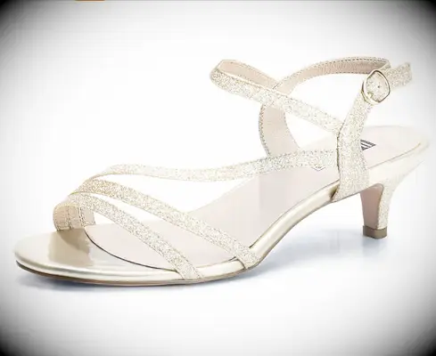 Gold sparkly kitten heels