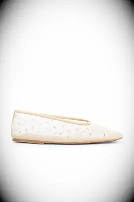 Light pink rhinestone mesh bridal flats