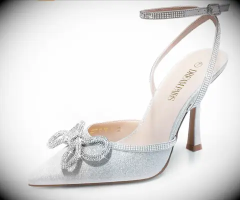 Sparkly Silver Pumps with Bow