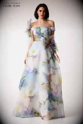 Teri Jon watercolor mother-of-the-bride dress