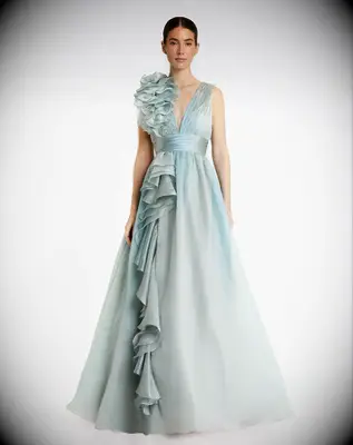 Mac Duggal ruffled chiffon dress