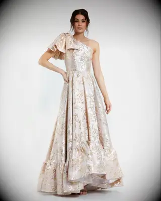 Mac Duggal shimmery jacquard mother-of-the-bride dress