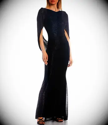 Betsy & Adam cape sleeve mother-of-the-bride dress