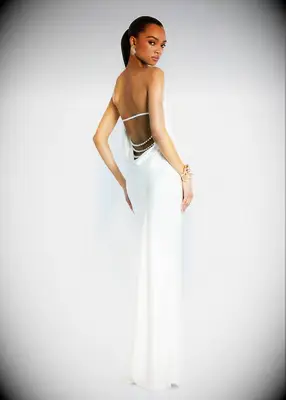Retrofête pearl backless Vegas wedding dress