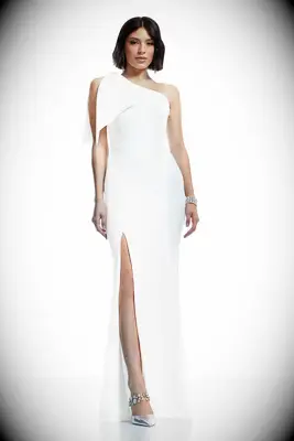 Dress the Population one-shoulder wedding dress