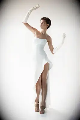 white elegant high-low wedding dress