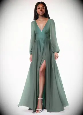 Azazie long-sleeve green bridesmaid dress