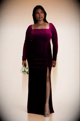 Birdy Grey velvet long sleeve bridesmaid dress