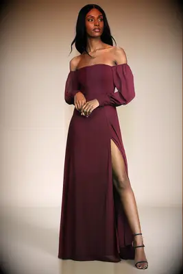 Lulus off-shoulder long sleeve bridesmaid dress