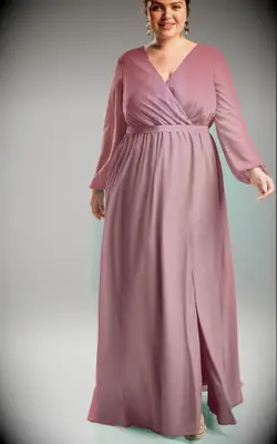 AW Bridal pink long sleeve bridesmaid dress