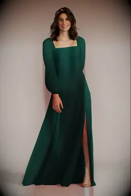 Celebrate DB Studio green long sleeve bridesmaid dress