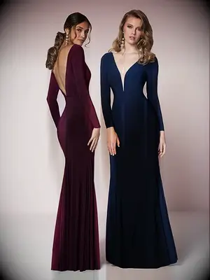 Christina Wu Celebrations V-neck long sleeve bridesmaid dress