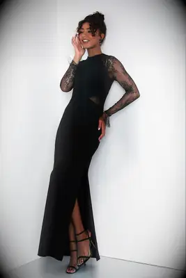 Lulus black lace long sleeve bridesmaid dress