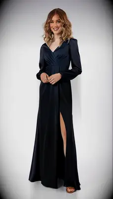 Kennedy Blue wrap front long sleeve bridesmaid dress