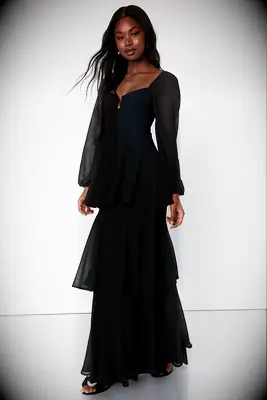Lulus black long sleeve bridesmaid dress