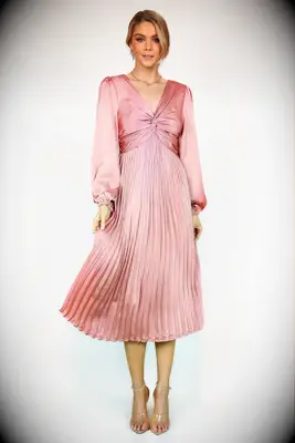 Petal + Pup pink long sleeve bridesmaid dress