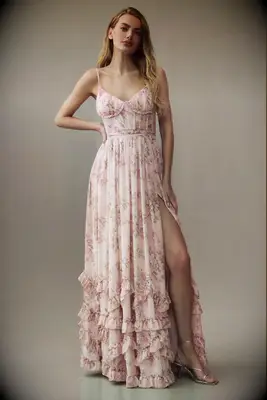 V. Chapman floral corset maxi wedding guest dress