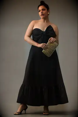 Hutch black bow-tie maxi wedding guest dress