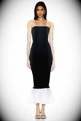 Ronny Kobo black and white maxi wedding guest dress