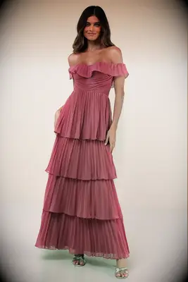 Lulus pink maxi wedding guest dress