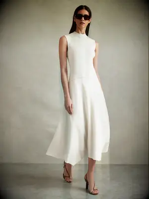Sophisticated midi white dress