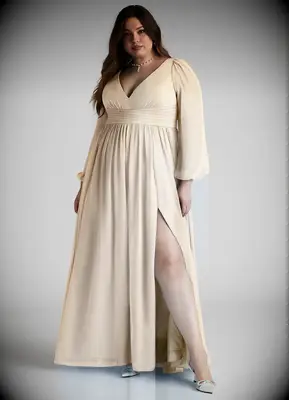 Azazie champagne long sleeve bridesmaid dress