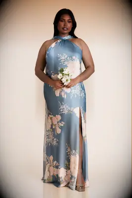 Birdy Grey floral satin bridesmaid dress