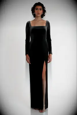 Jenny Yoo black velvet bridesmaid dress