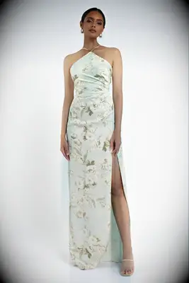 Jenny Yoo halter neck floral bridesmaid dress