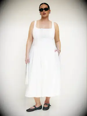 Midi plus size white dress